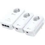 TP-Link TL-WPA8631P Kit, 3 Powerline-Adapter mit 1200 Mbit/s, 2 Wi-Fi-Zugangspunkten, integrierten Steckdosen, Weiß