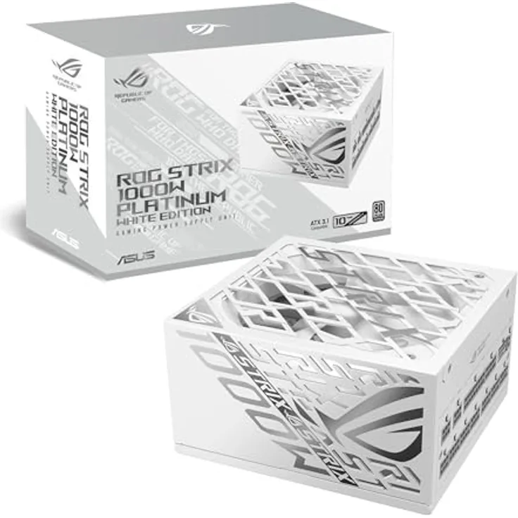 ASUS ROG Strix 1000P wh 90YE00W4-B0NA00, Gaming Netzteil 1000 Watt, 80+ Platinum, Voll Modulares Kabelmanagement, AURA Sync, ROG Kühlkörper