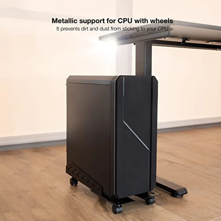 TooQ UMCS0024-B, Bodenstativ mit Rollen für CPU, Metall, schwarz, max. 25 kg, Breite 160-300 mm – Bild 5