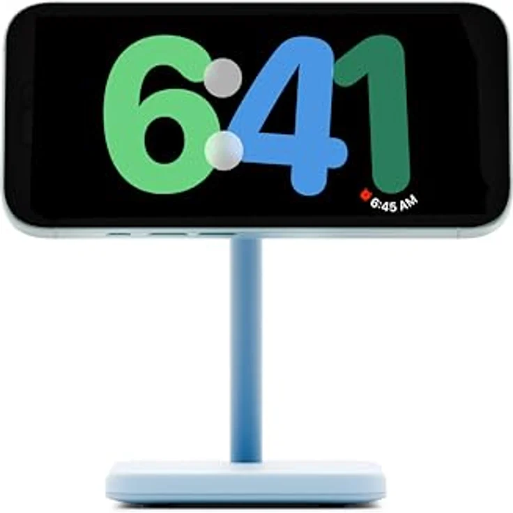Twelve South HiRise 2 Deluxe, Kabelloser Ladeständer mit 15W Qi2 Magnetladegerät, 5W Ladeplatz und verstellbarer 70-Grad-Neigung, Glacier Blue – Bild 7