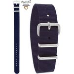 Pacific Time Uhrenarmband Wechselarmband Textil Nylon 16mm, Gratis Versand - Kinderleicht austauschbar, passend für Lern Zifferblatt Uhren mit Fußball und Pferde Motiven, blau - Preisvergleich