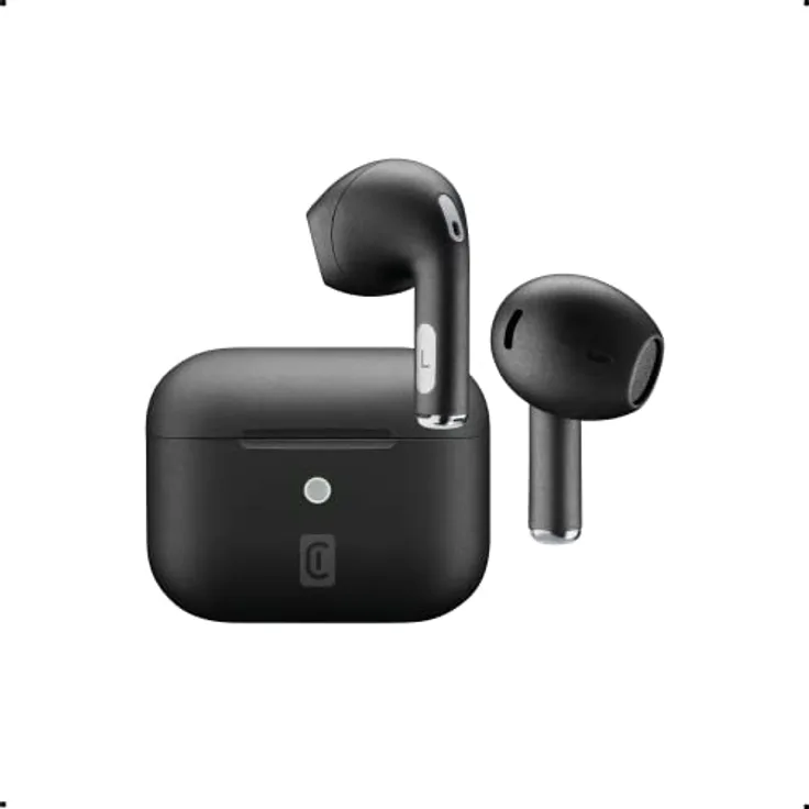 cellularline | Crystal | TWS Bluetooth 5.0 Kabelloser In-Ear-Kopfhörer mit Ladebox – Umgebungsgeräuschunterdrückung – Sprechzeit: 3,5 Stunden – Aufladen: 1,5 Stunden – Reichweite: 10 m Schwarz