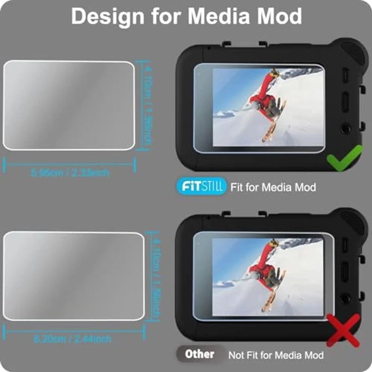 FiTSTILL Displayschutzfolie für Go Pro Hero 12/11/10/9 Black, Ultra gehärtetes Glas mit 9H Härte und Objektivabdeckung, einfach zu installieren, hohe Transparenz – Bild 2