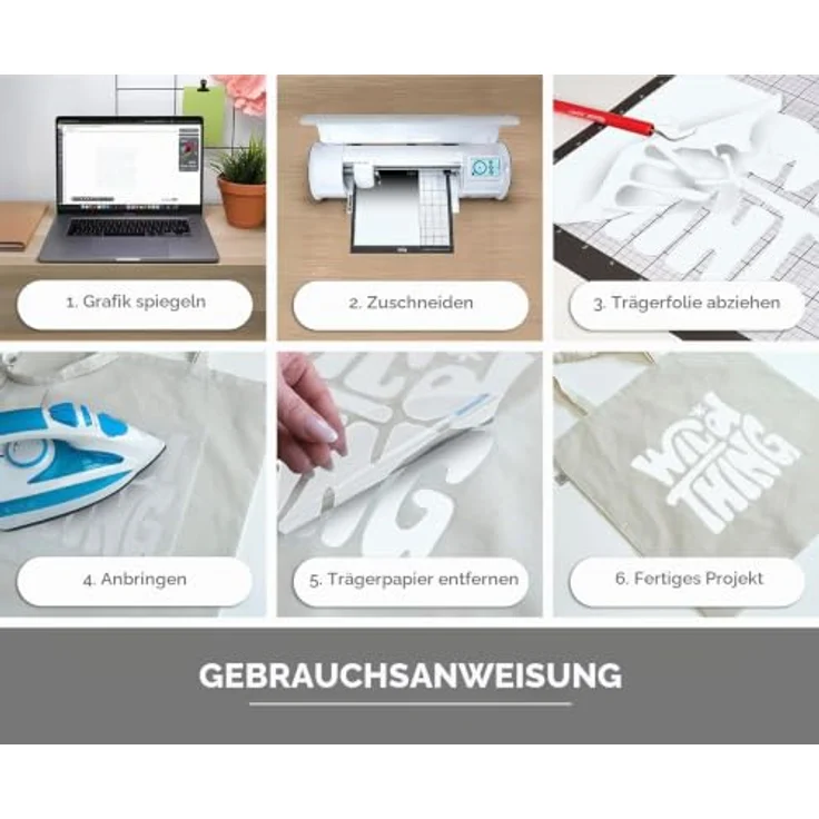 Siser Transferfolie, PVC-freie Folie für Cad-Cut Anwendungen, Schnittbreite 30 cm, Weiß, hohe Waschbeständigkeit – Bild 3