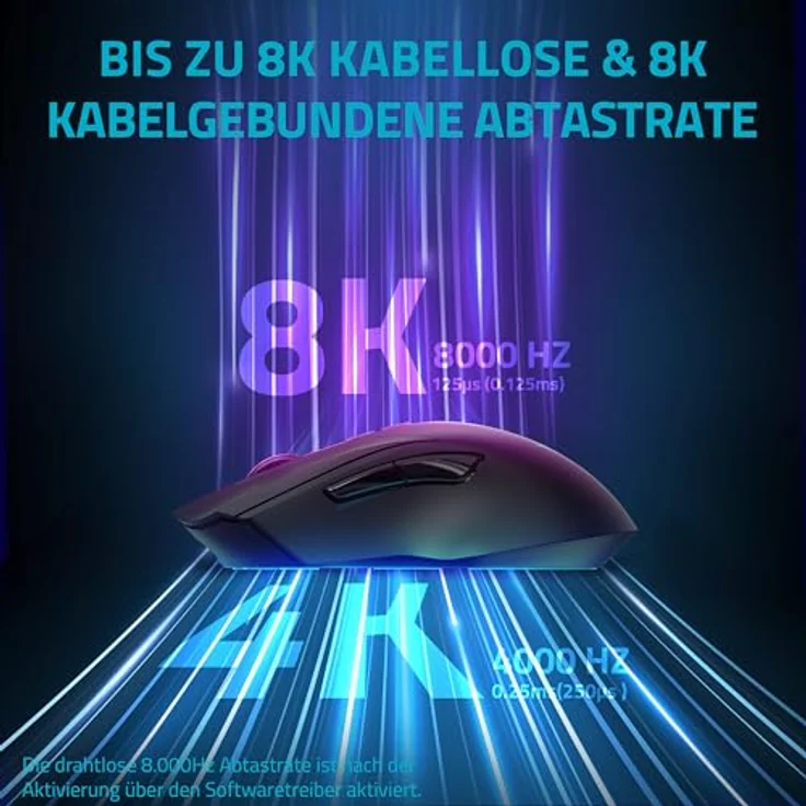 Rapoo V20PRO kabellose 2,4 GHz Gaming-Maus, 26000 DPI Sensor, 50 G Beschleunigung, 650 IPS, bis zu 160h Akkulaufzeit, PC/Mac - Schwarz – Bild 3