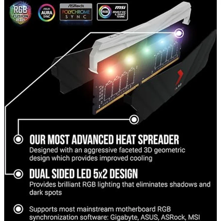 PNY XLR8 Gaming Epic 32GB (2x16GB) Desktop Memory Dual Pack XLR8 RGB DDR4 3200 MHz Schwarz – Bild 5
