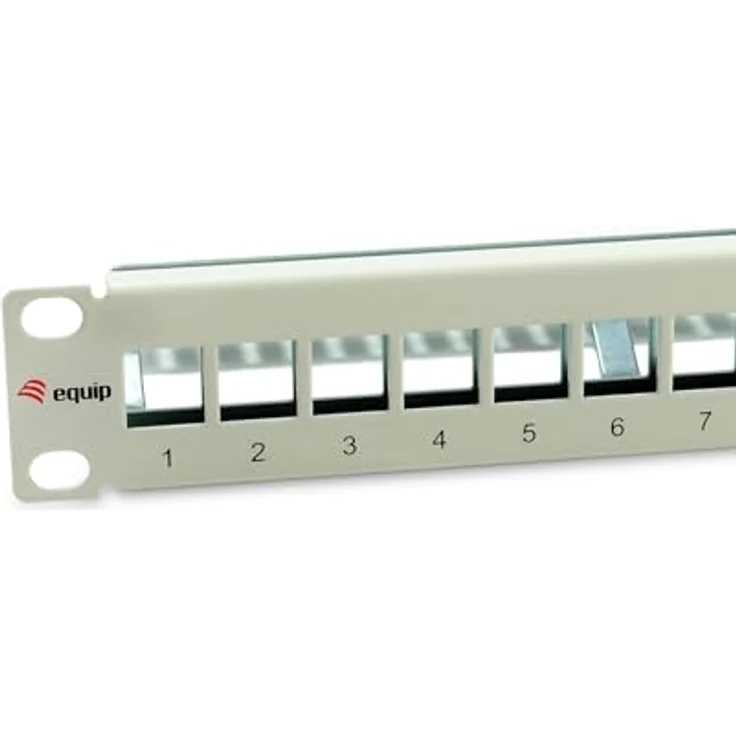 Equip 769330 12-Port Keystone geschirmtes Patchpanel, 10" in Hellgrau, robuster Stahl, inkl. Haltestange – Bild 3