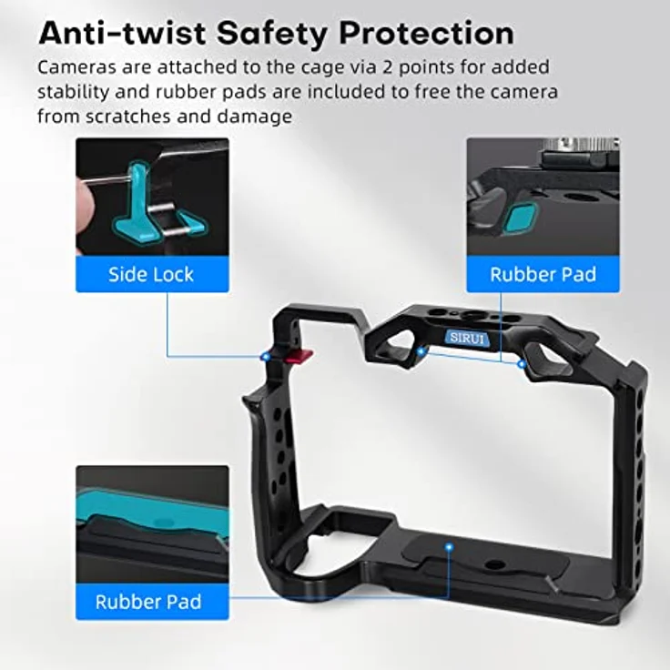 SIRUI Kamera Käfig Cage für Panasonic LUMIX S5II/S5IIX, Arca-Swiss kompatibel, Kameragehäuse/Kamerakäfig mit 1/4"-20 Gewindebohrungen, ARRI 3/8"-16 Aufnahmebohrungen, Cold Shoe und NATO-Schiene – Bild 5