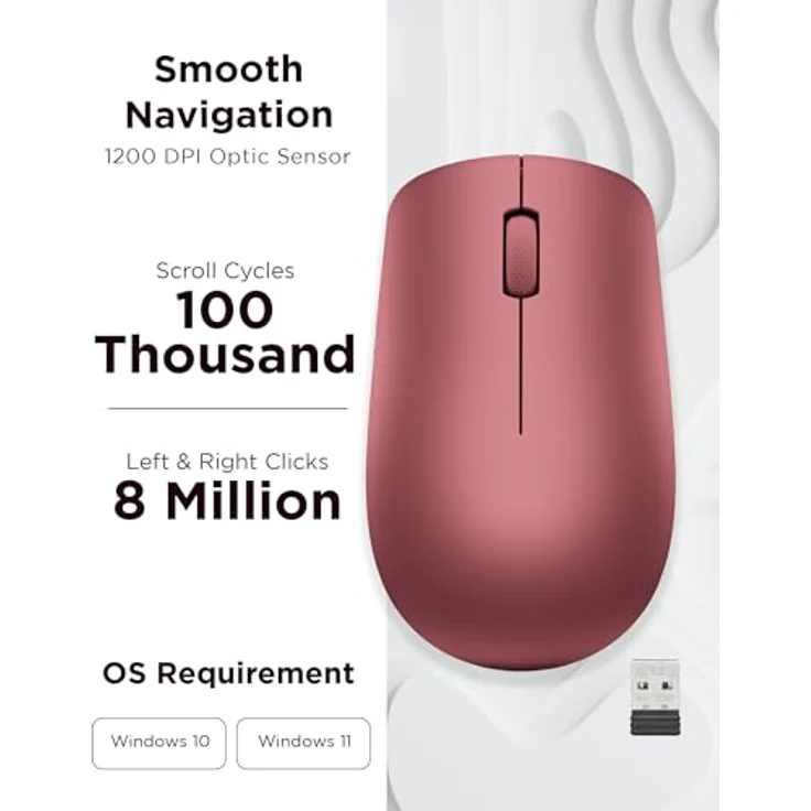 Lenovo 530 Wireless Mouse kirschrot, Funk (GY50Z18990)  – Bild 4