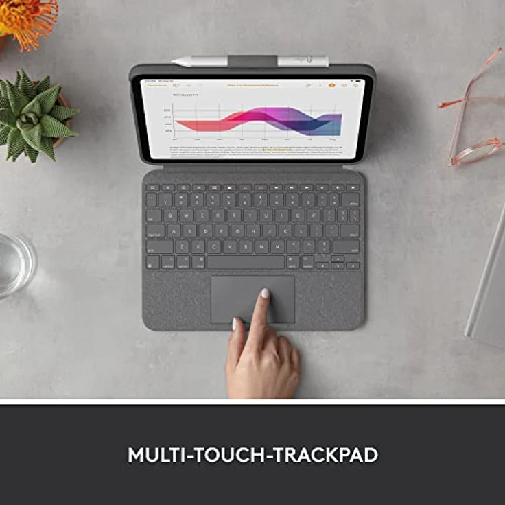 Logitech Combo Touch, Tablet-Tastatur, für Apple 10,9" iPad (10. Generation), QWERTZ, grau (920-011435) – Bild 4