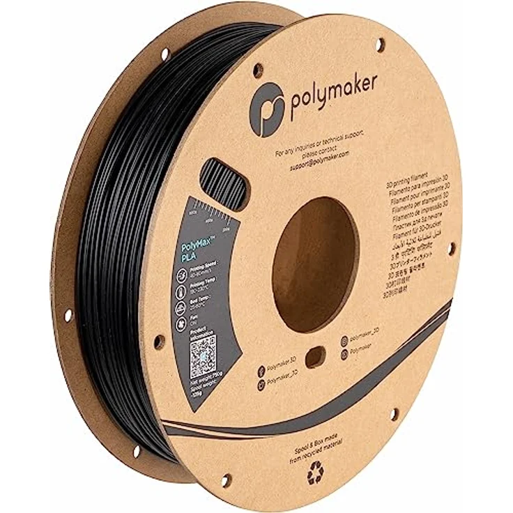 Polymaker PolyMax Tough PLA Schwarz, 1.75mm 750g, höchste Schlagfestigkeit und bessere mechanische Eigenschaften als ABS – Bild 1
