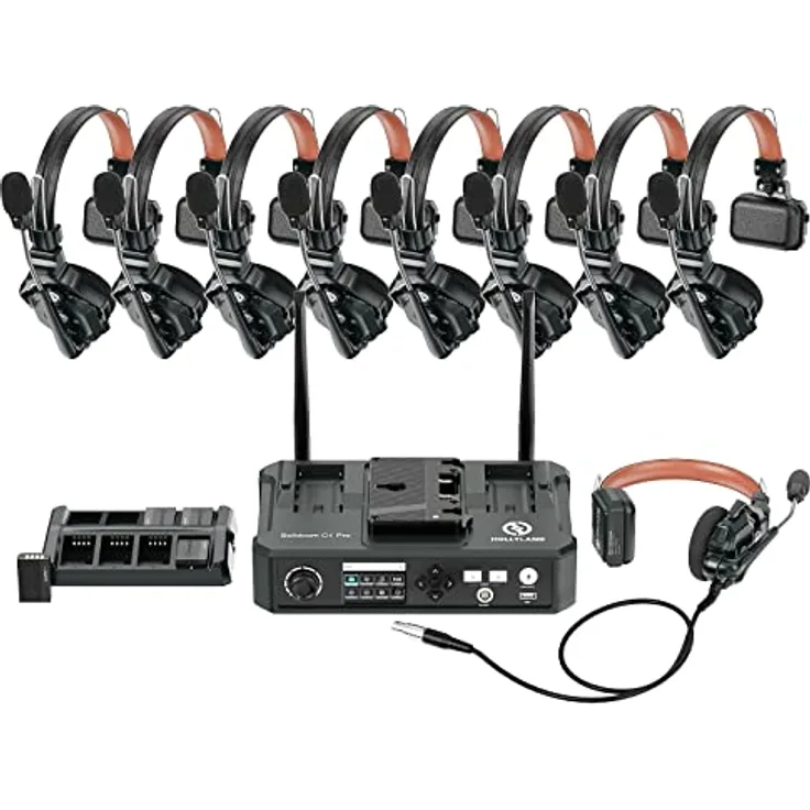 Hollyland Solidcom C1 Pro Wireless Intercom System mit HUB ENC Geräuschunterdrückung Full Duplex für 9 Nutzer 350m Teamkommunikation PTT Mute A/B Gruppe Cloud Meeting für Kirche Drohne Film Produktion