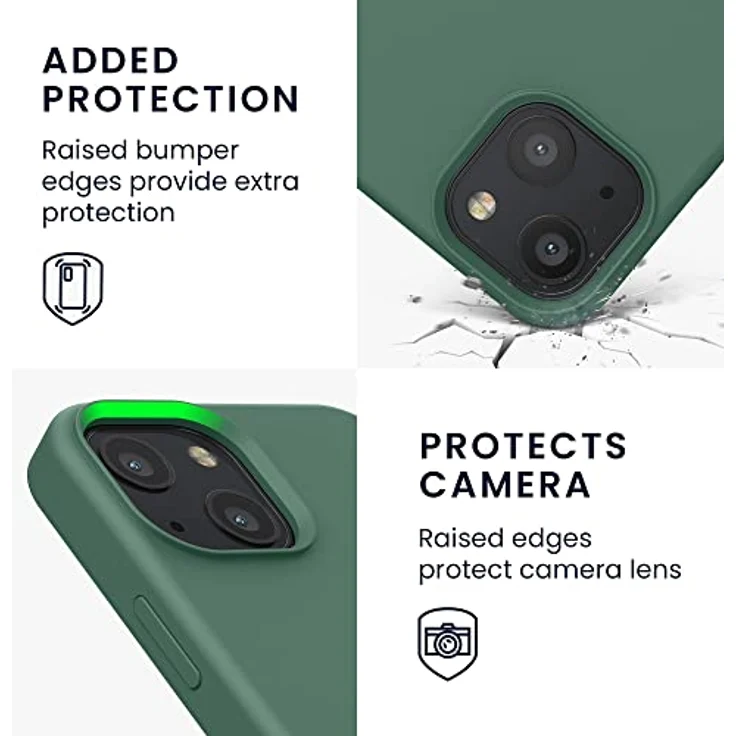 kwmobile Handyhülle für iPhone 13 mini, Silikon Case in Tannengrün, flexibel und rutschfest, kabelloses Laden – Bild 3