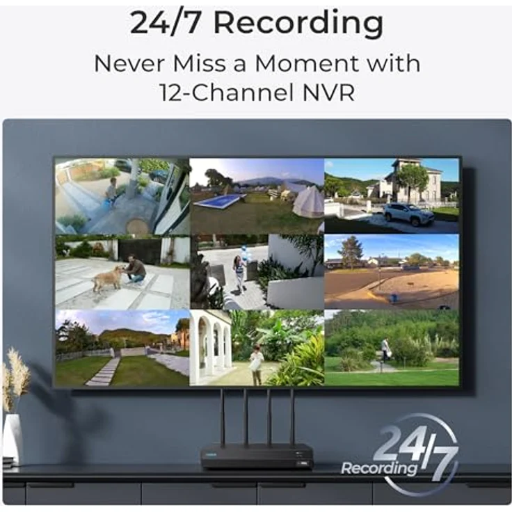 Reolink NVS12W NVR, Wi-Fi 6 Netzwerkvideorekorder mit 2TB HDD, 4 externe High-Gain-Antennen, offline Aufzeichnung in Kabellos Weiß – Bild 2