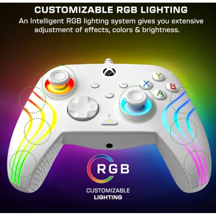 Turtle Beach Afterglow Wave Wired Controller, Gaming Controller mit RGB-Beleuchtung, ergonomischem Design und einstellbaren Hall-Effekt-Abzügen, Weiss – Bild 4