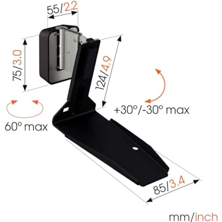 Vogel's SWM 4131, Lautsprecher-Wandhalterung für Sonos Era 300, neig- und schwenkbar, schwarz – Bild 6