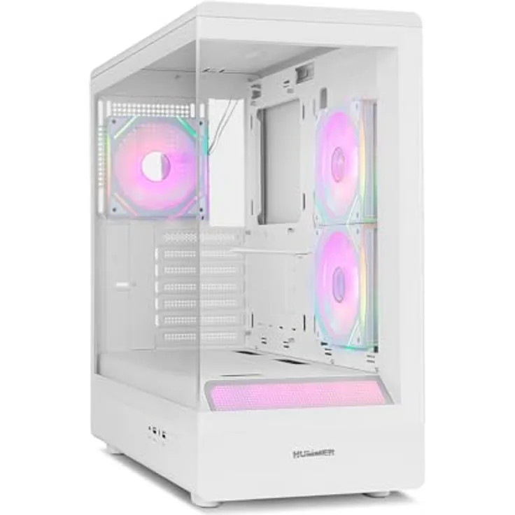 NOX Semitorre Hummer Signal ARGB, Midi Tower PC-Gehäuse in Schwarz mit gehärtetem Glas und RGB-Beleuchtung, ATX/Micro ATX kompatibel