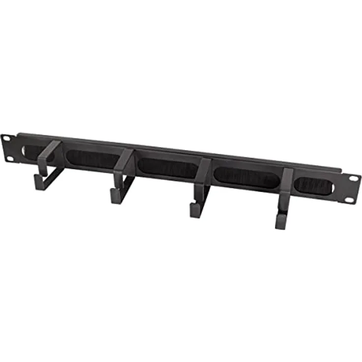 LogiLink Professional OR106B - 19"-Kabelführungspanel mit 4 Stahlbügeln und Bürstenleiste, schwarz