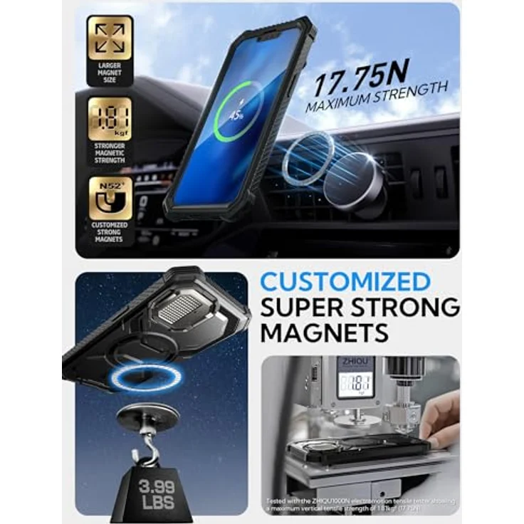 i-Blason Armorbox für iPhone 16e Hülle mit Kameraschutz Ständer [Kompatibel mit kabellosem Laden] Magnetisch Handyhülle Bumper Case Schutzhülle mit Displayschutz für iPhone 16e 6.1'' 2025 (Schwarz) – Bild 4