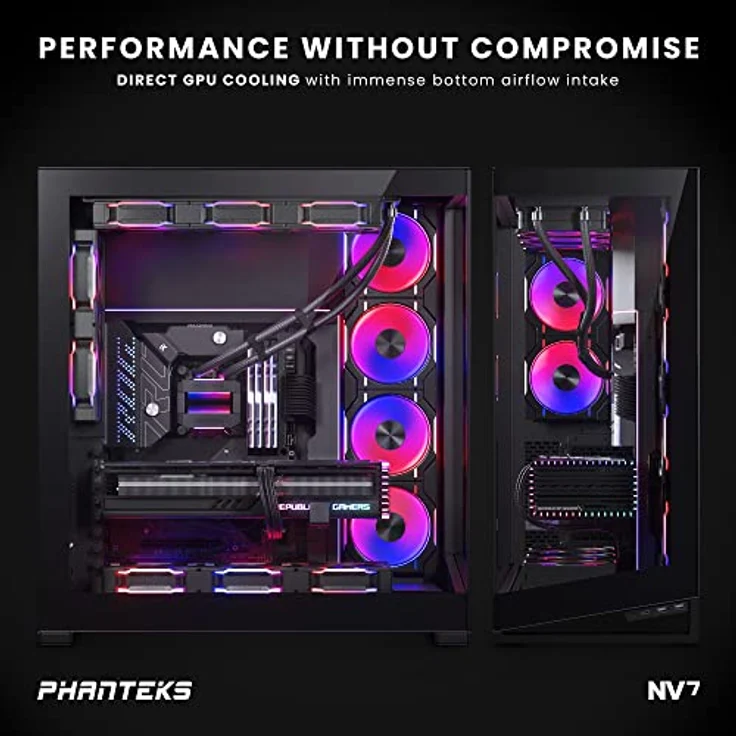 Phanteks NV-Serie NV7 E-ATX-Gehäuse, gehärtetes Glas, D-RGB - schwarz – Bild 3