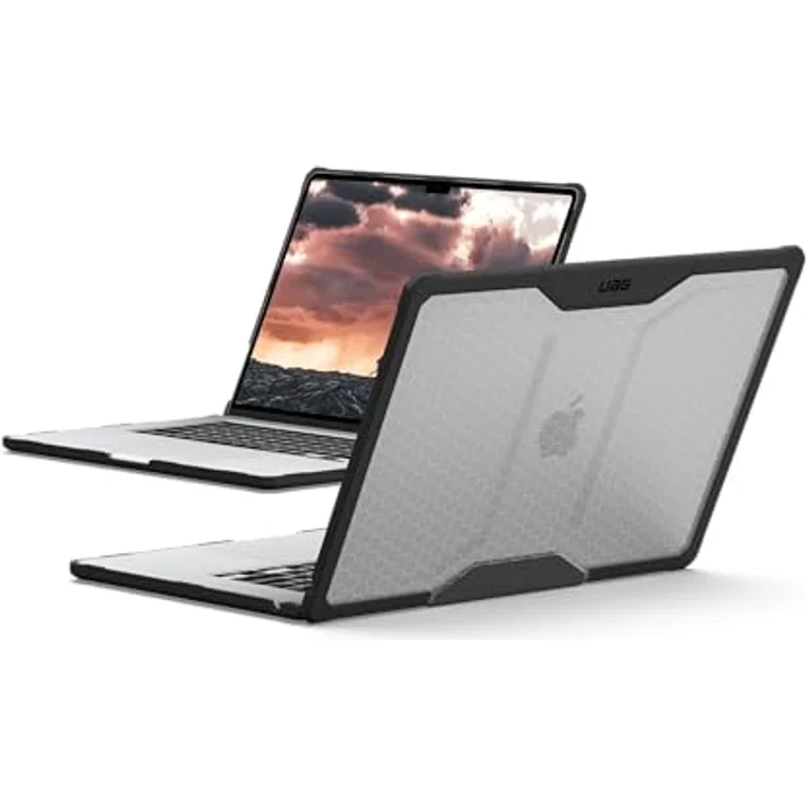 URBAN ARMOR GEAR Plyo Case für das Apple MacBook Air 15" Zoll (M2-2023) Hülle [Sturzfeste Schutzhülle nach US-Militärstandard, Freier Zugang zu Allen Anschlüssen] Ice/schwarz (transparent) – Bild 1