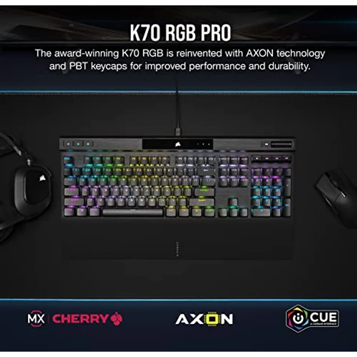 Corsair K70 RGB PRO Mechanical Gaming Keyboard, Backlit RGB LED, Cherry MX Red Keyswitches, Schwarz – Bild 2