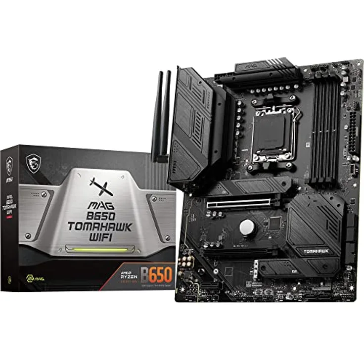 MSI MPG B650 Tomahawk WiFi Mainboard, ATX - Unterstützt AMD Ryzen 7000 Serie Prozessoren, AM5-14 Duet Rail 80A VRM, DDR5 Memory Boost 6400+MHz/OC, 2 x PCIe 4.0 x16, 3X M.2 Gen4, Wi-Fi 6E
