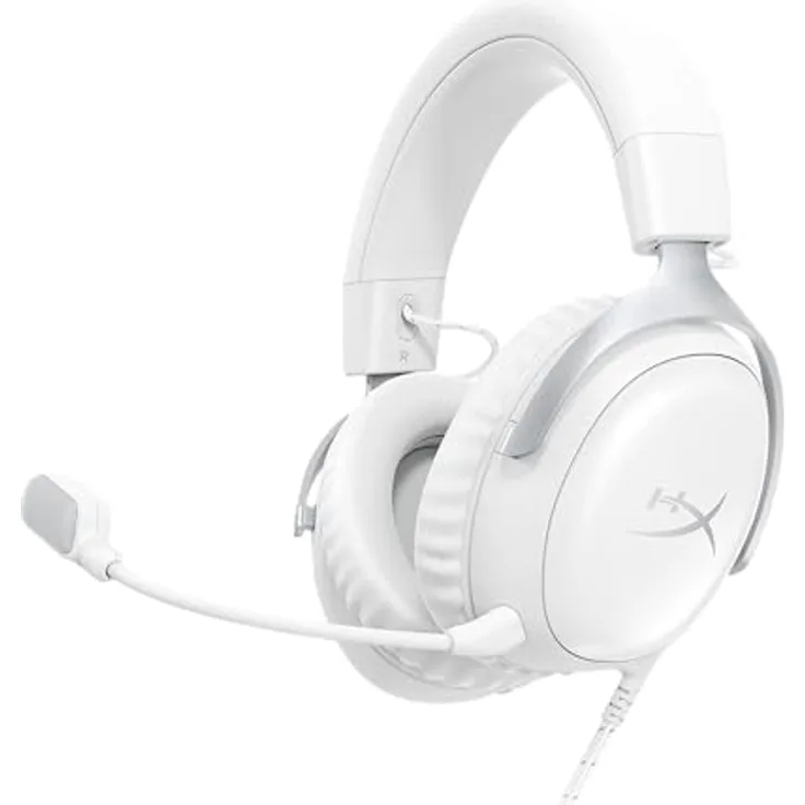HyperX Cloud III, Gaming Headset mit 53-mm-Treibern und verbessertem Mikrofon, Weiss