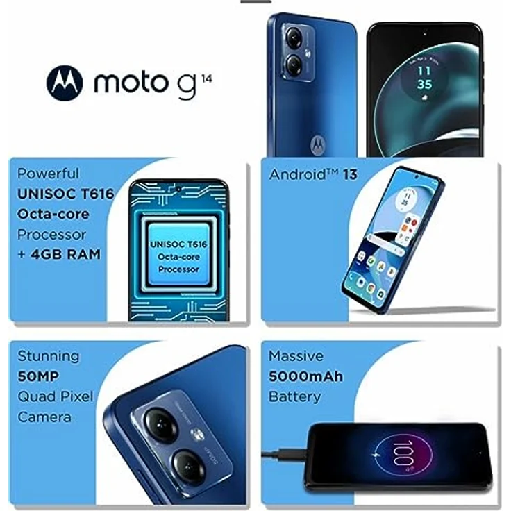 Motorola Moto G14 (128 GB, Butter Cream, 6.50", Dual SIM, 50 Mpx, 4G), Smartphone, Gelb – Bild 5