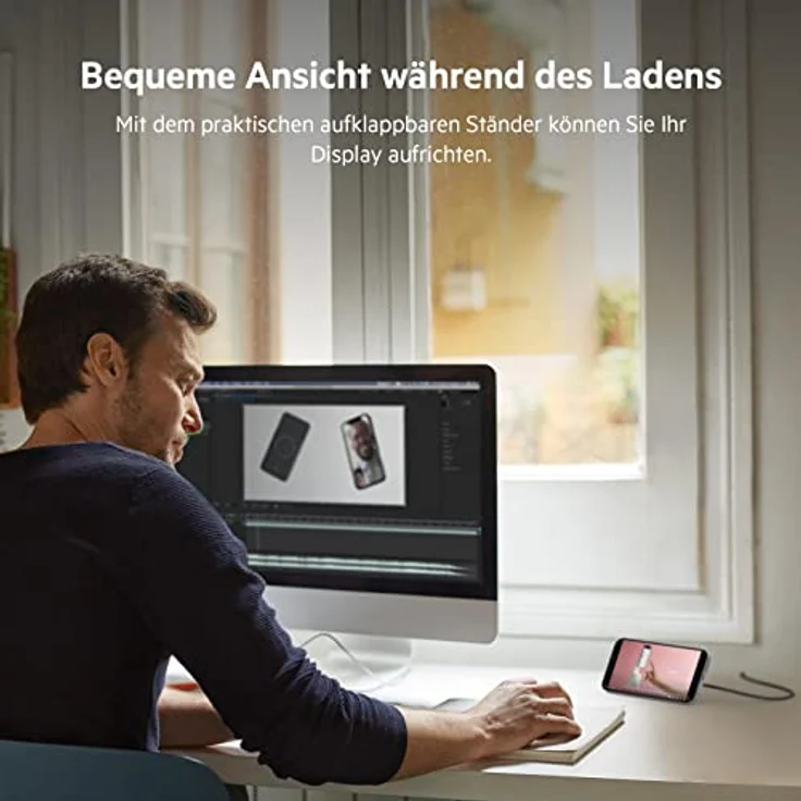 Belkin tragbares drahtloses Ladepad mit MagSafe (schnelles Laden mit bis zu 15 W, mit iPhone 13, 13 Pro, 13 Pro Max und 13 mini kompatibler Ständer, Netzteil nicht enthalten) – Schwarz – Bild 5