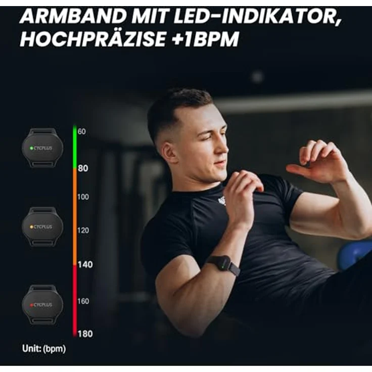 Cycplus H1 Heart Rate Monitor Armband, präzise Herzfrequenzmessung mit ±1 BPM Genauigkeit, IP67, Bluetooth & ANT+ Kompatibilität, PRO STRAP für sicheren Sitz – Bild 3