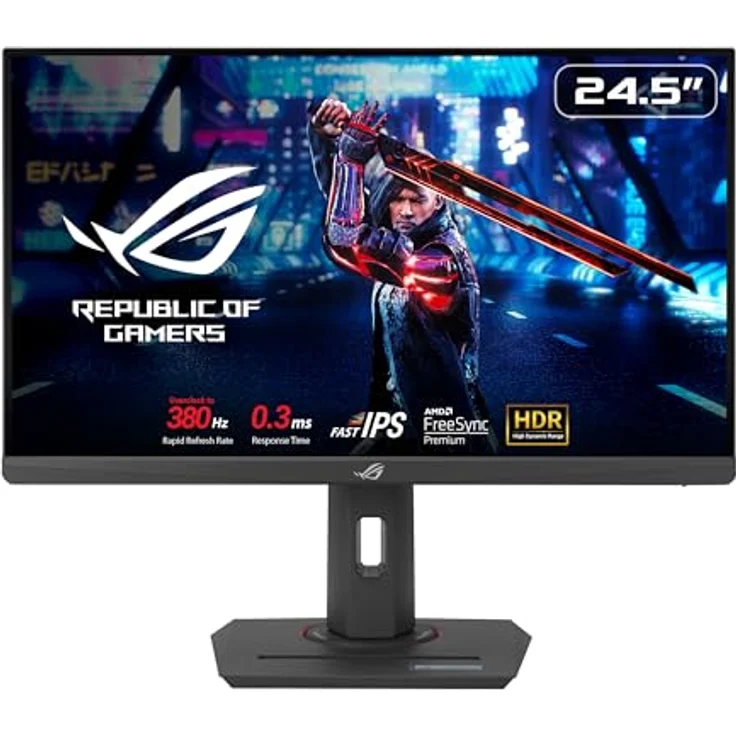 ASUS ROG Strix XG259QNS - 25 Zoll Esports Gaming Monitor - 380 Hz, 1ms GtG, FreeSync, AdaptiveSync, ELMB-Sync, DisplayHDR 400 - Fast-IPS, 16:9, 1920x1080, DisplayPort, HDMI, USB-Hub, ergonomisch – Bild 1