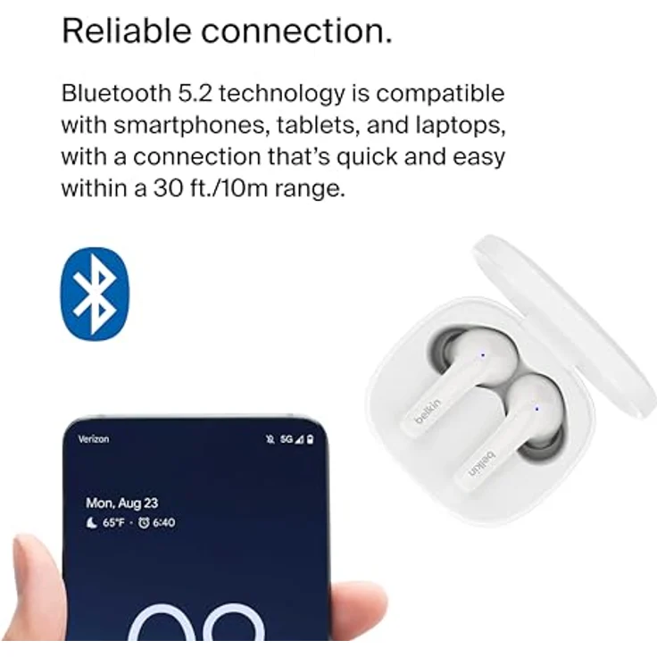 Belkin SOUNDFORM Motion True Wireless Earbuds (ANC, 24 h, Kabelgebunden, Kabellos), Kopfhörer, Weiss – Bild 4