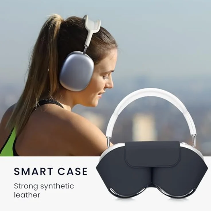 kwmobile Hülle kompatibel mit Apple AirPods Max Case - weiche Kopfhörer Tasche - Etui aus Polyester - Dunkelblaues Cover – Bild 5