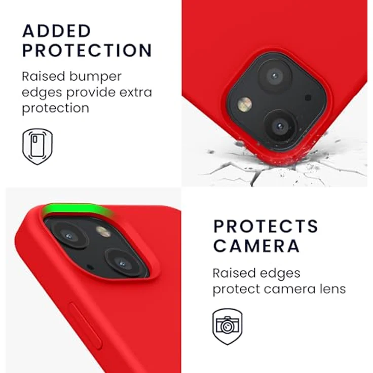 kwmobile Handyhülle für iPhone 13 mini, Silikon Case in Rot, rutschfest und kabelloses Laden – Bild 3