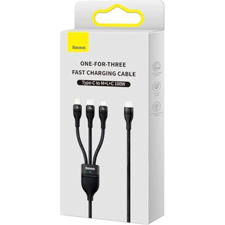 Baseus Flash Series 2, 3in1 USB-C Kabel, 100W, 1,5m, USB-C / Lightning / Micro, schwarz – Bild 5