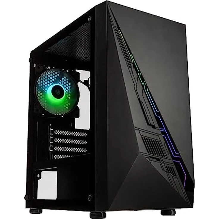 Kolink Inspire K2 Plus PC-Gehäuse, ARGB-Beleuchtung, ARGB 120mm Lüfter, GPU bis zu 300mm, Stahl, Micro-ATX, Schwarz – Bild 1