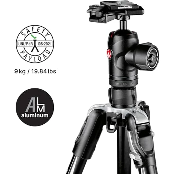 Manfrotto Befree Advanced Alu Reisestativ Twist (Drehverschluss) mit Kugelkopf, inkl.Tasche (für Canon, Nikon, Sony, DSLR, CSC, Spiegellose Kamera, schwarz, Traglast:8kg, Packmaß:40cm, Gewicht:1,49kg) – Bild 4