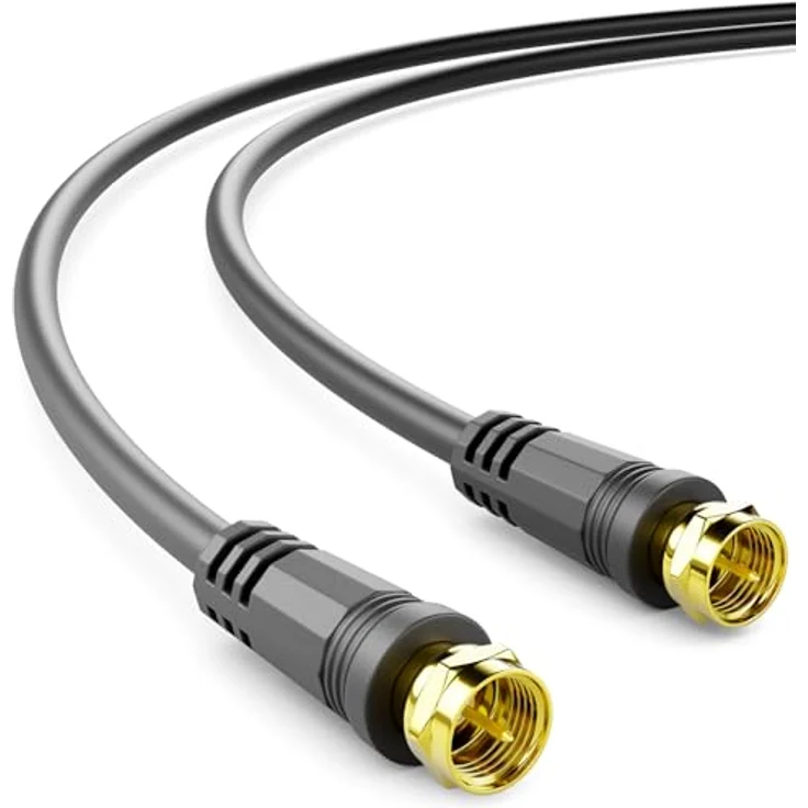 deleyCON 2m SAT TV Antennenkabel Koaxial mit 4-facher Schirmung, Vergoldete Metallstecker, Schwarz – Bild 1
