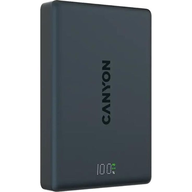 Canyon OnPower 511 MagSafe Powerbank 10.000 mAh, Interstellar Black, kabelloses Laden bis zu 10W, USB-C PD-Schnellladen bis zu 20W, magnetische Haftung, LED-Energieindikator