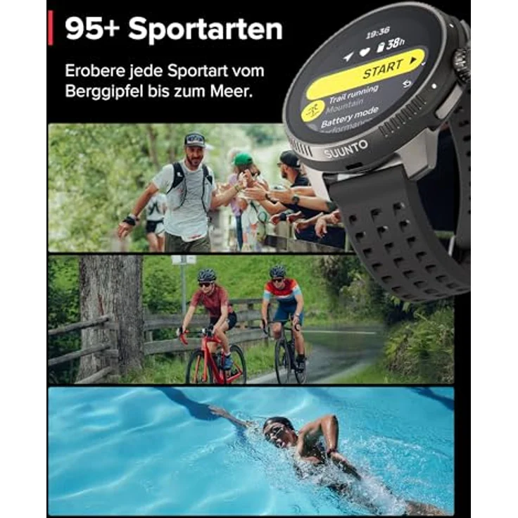 SUUNTO Race Sportuhr - Outdoor Smartwatch, 1,43" Helles AMOLED Display mit Saphirglas, Bequeme Uhrenkrone & Tasten Bedienung, Präzise Zweifrequenz GPS, Lange Akkulaufzeit, 100m Wasserdicht – Bild 5