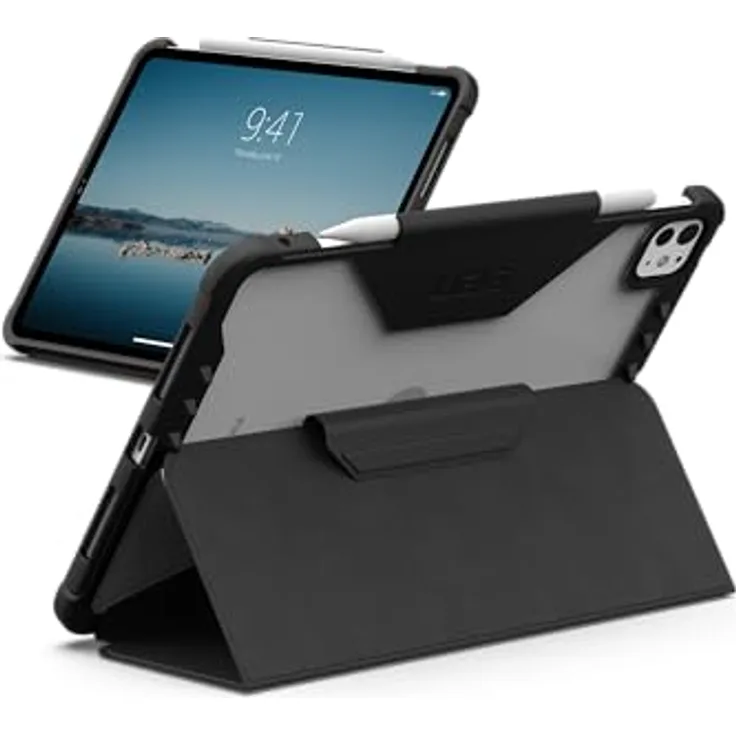 URBAN ARMOR GEAR Plyo LT Case für Apple iPad Pro 11 (M5-2025, M4-2024), Hülle mit Wake/Sleep-Funktion, Apple Pencil 2 Halterung, Standfunktion, schwarz/Ice