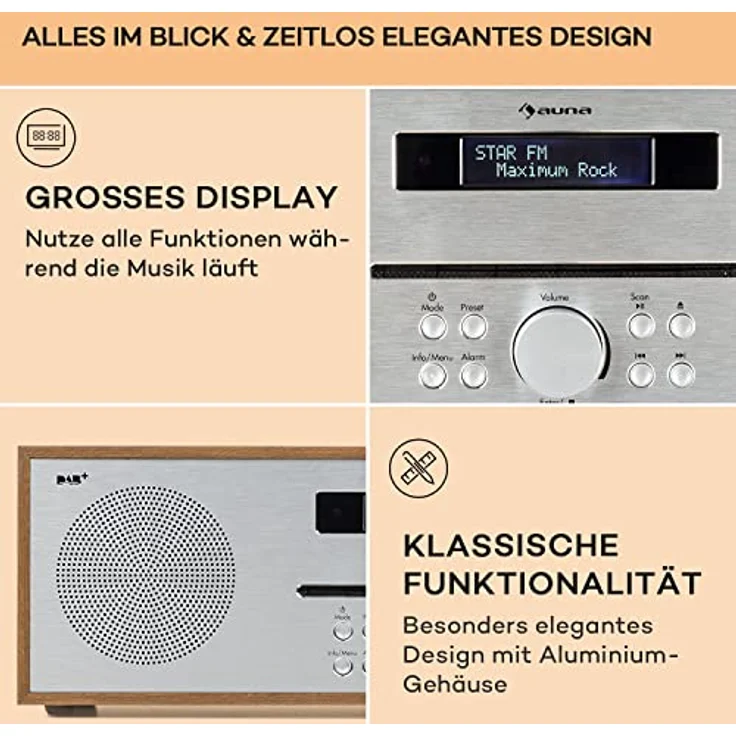 Silver Star CD-DAB 2x20W max. Slot-In CD-Player DAB+ BT Alu weiß Braun – Bild 6