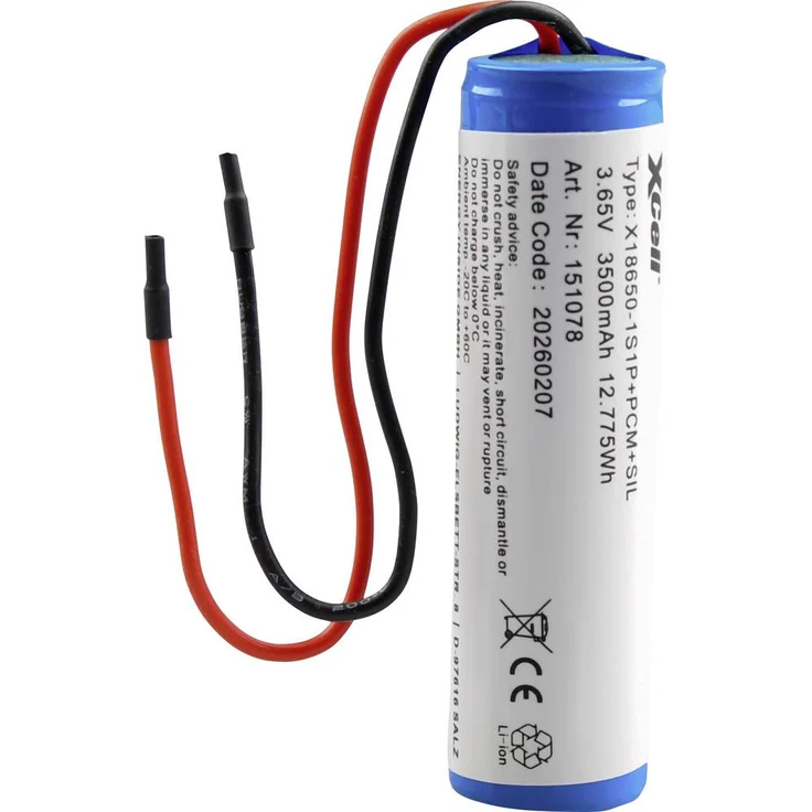XCell Spezial-Akku 18650 Li-Ion 3.7V 3500mAh, hohe Energiedichte mit integrierter Schutzschaltung