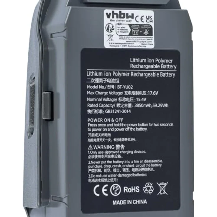 vhbw Ersatzakku für DJI CP.MA.00000038.01/76573, FB2-3850, Li-Polymer 3600 mAh (15,4 V), 2er Pack, dunkelgrau – Bild 5