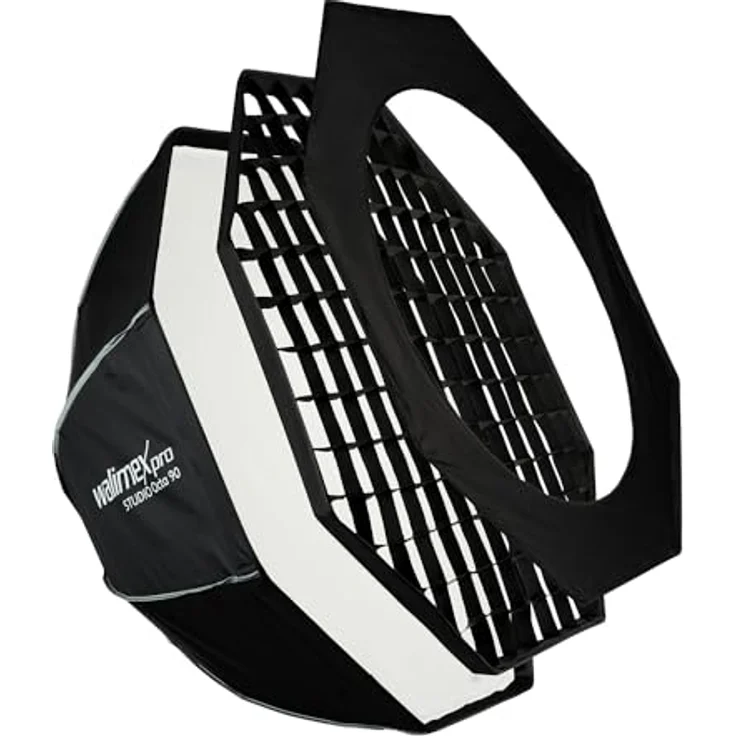 Walimex pro Studio Softbox Octagon 90cm, 360° drehbar, inkl. Grid, Maske, Bowens Adapter und Transporttasche, ideal für Porträts und Beauty-Aufnahmen – Bild 1