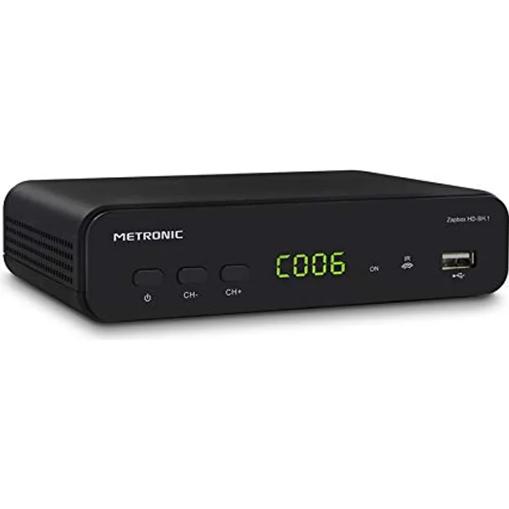 Metronic 441624 - Zapbox HD-SH.1 DVB-T2 HEVC DVB-Receiver, PVR-Funktion, USB, HDMI, SPDIF, RJ45, Fernbedienung, schwarz