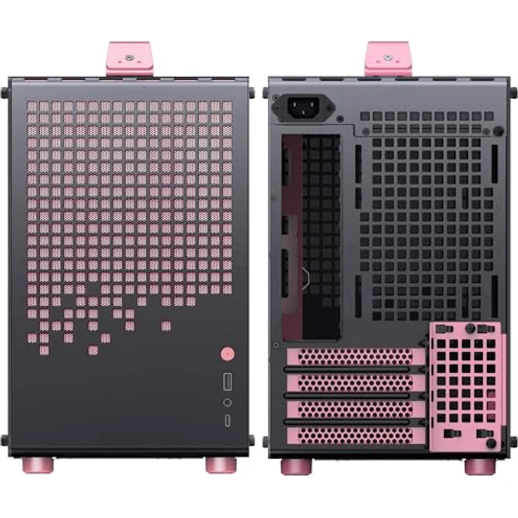 Jonsplus Z20 Micro-ATX Gehäuse, kompaktes Gaming-Gehäuse aus Stahl, für SFX-PSUs und Mini-ITX/Micro-ATX-Mainboards, schwarz/pink – Bild 7