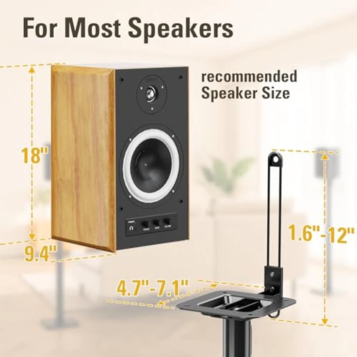 Mounting Dream Lautsprecherständer Bücherregal Lautsprecherständer für Universal Sat-Lautsprecher, 2er Set für Bose Polk JBL Sony Yamaha und andere - 11 lbs Kapazität – Bild 4