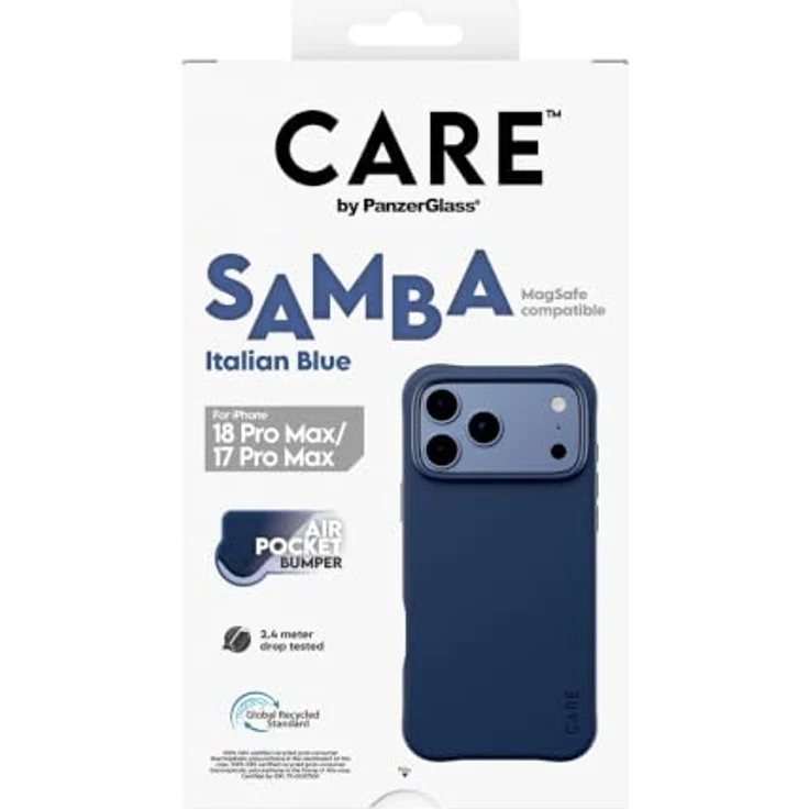 CARE by PanzerGlass Samba Case Italian Blue, Handyhülle mit MagSafe für Apple iPhone 18 Pro Max | 17 Pro Max, sturz- und kratzfest, selbstheilendes TPU-Material, 2.4 Meter Sturztest – Bild 3